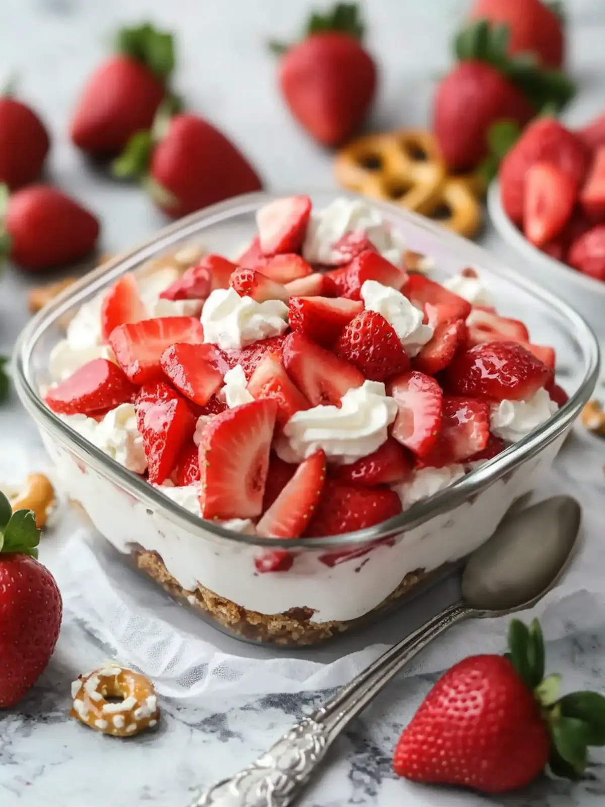 No-Bake Strawberry Pretzel Dessert Salad