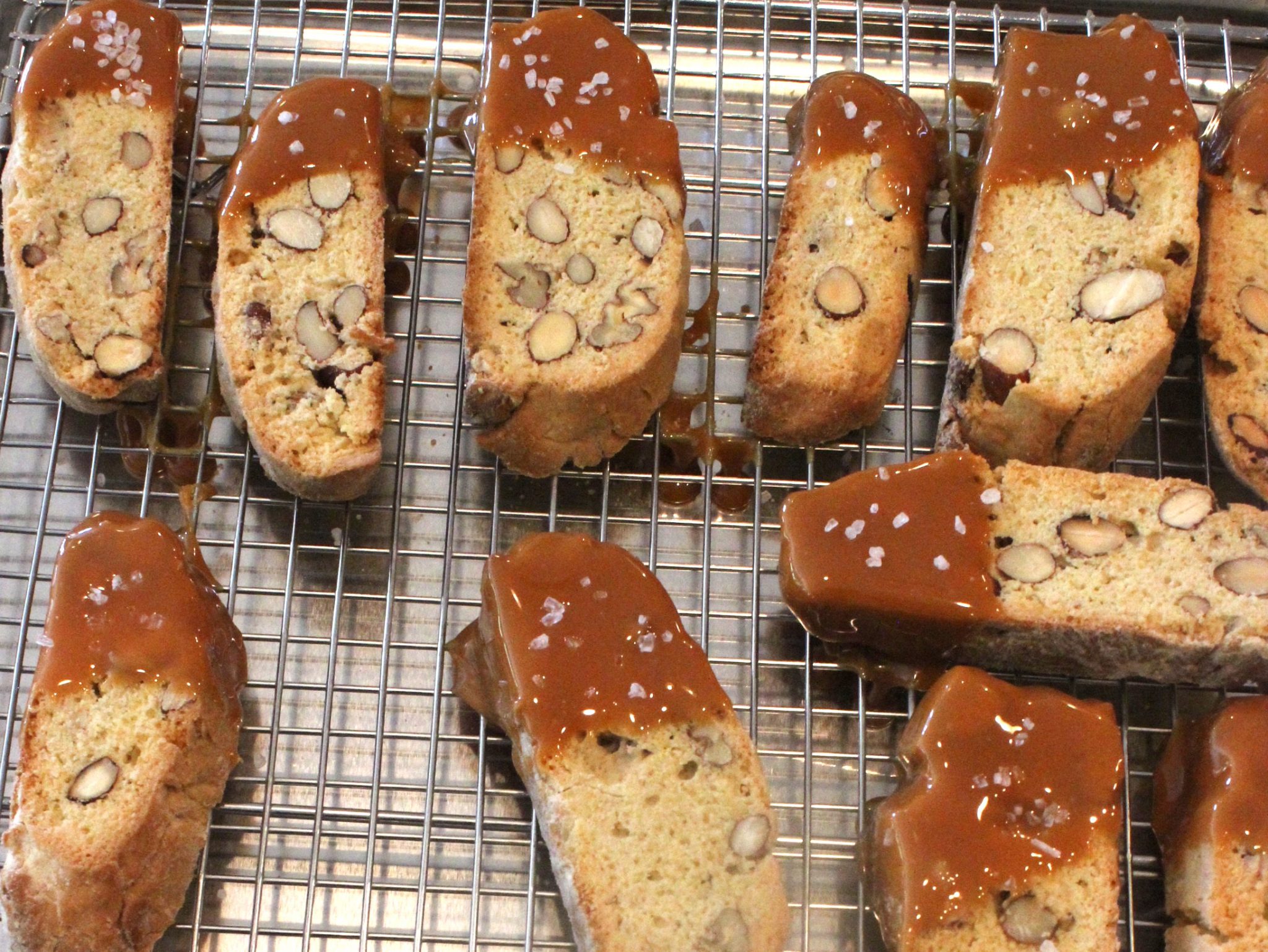 Salted Caramel Biscotti with Almonds