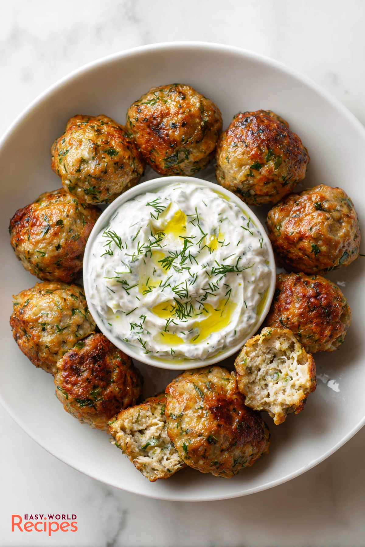 Pan-Seared Greek Keftedes with Fresh Herb Tzatziki