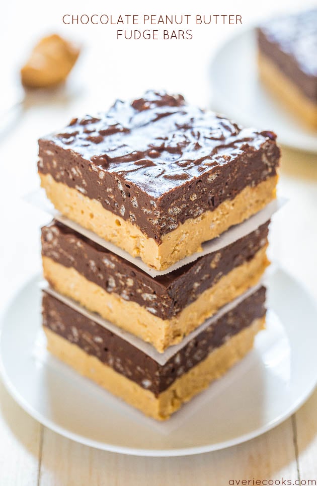 No-Bake Peanut Butter Chocolate Fudge Bars