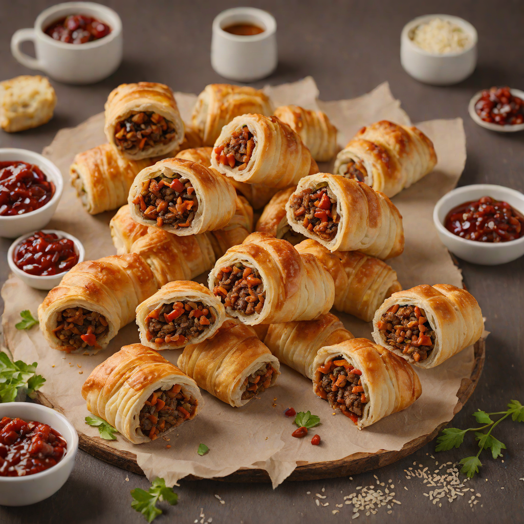 Spiced Kangaroo Mince Sausage Rolls with Tomato Chutney