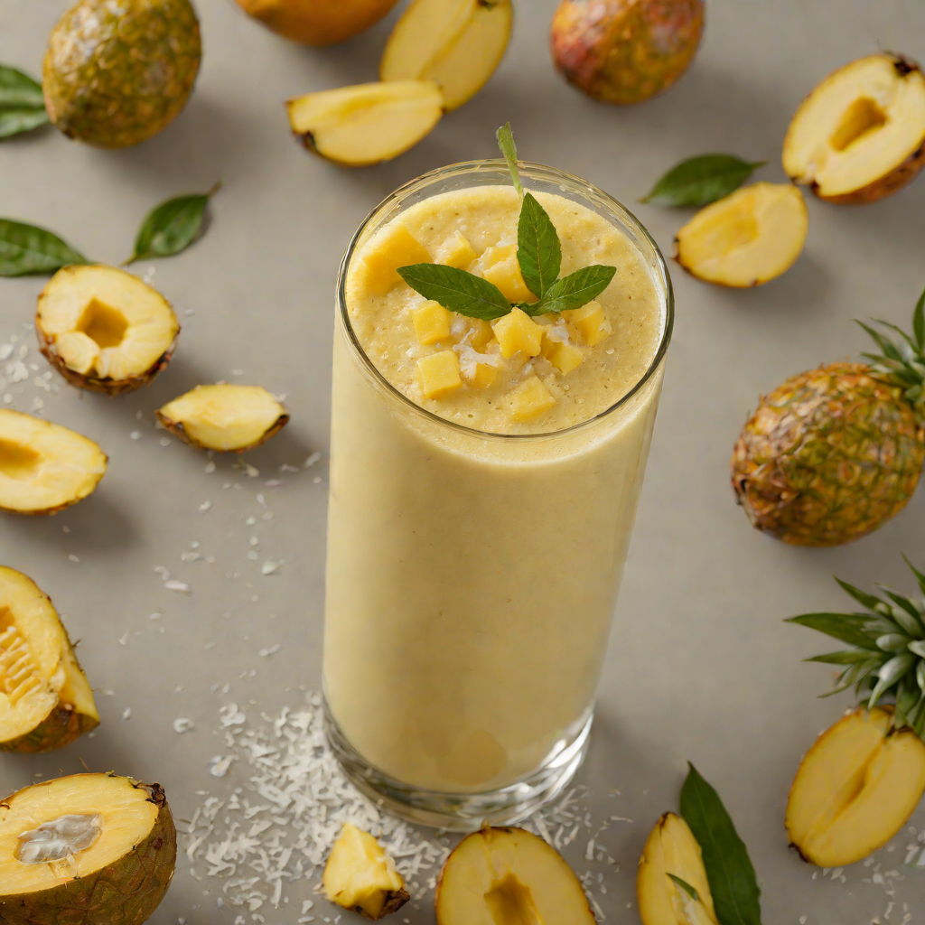Blended Mango-Pineapple Smoothie with Coconut Water
