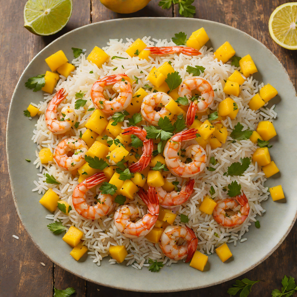 Sautéed Shrimp with Mango and Coconut Rice