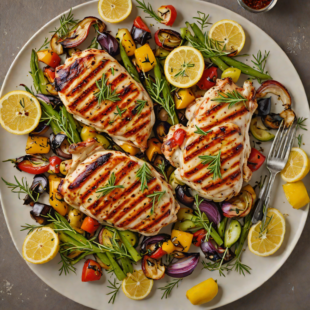 Grilled Lemon-Rosemary Chicken with Charred Vegetables