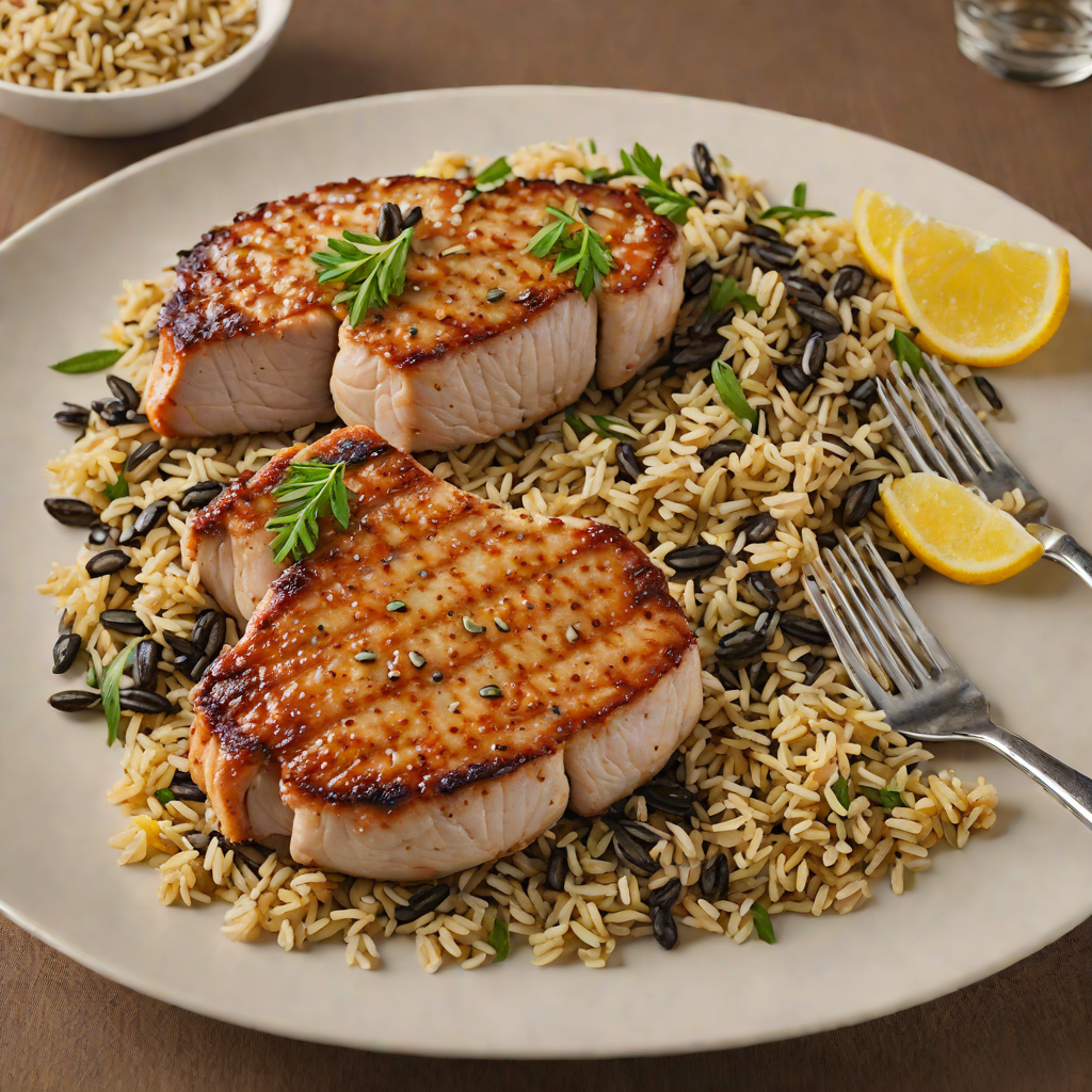 Pan-Seared Pork Chops with Minnesota Wild Rice Pilaf