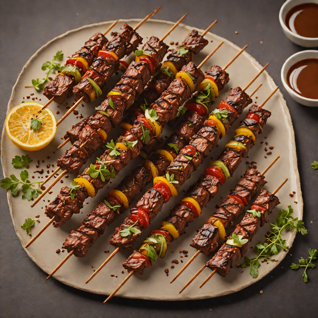Grilled Coffee-Rubbed Beef Skewers with Bitter Cocoa Dust