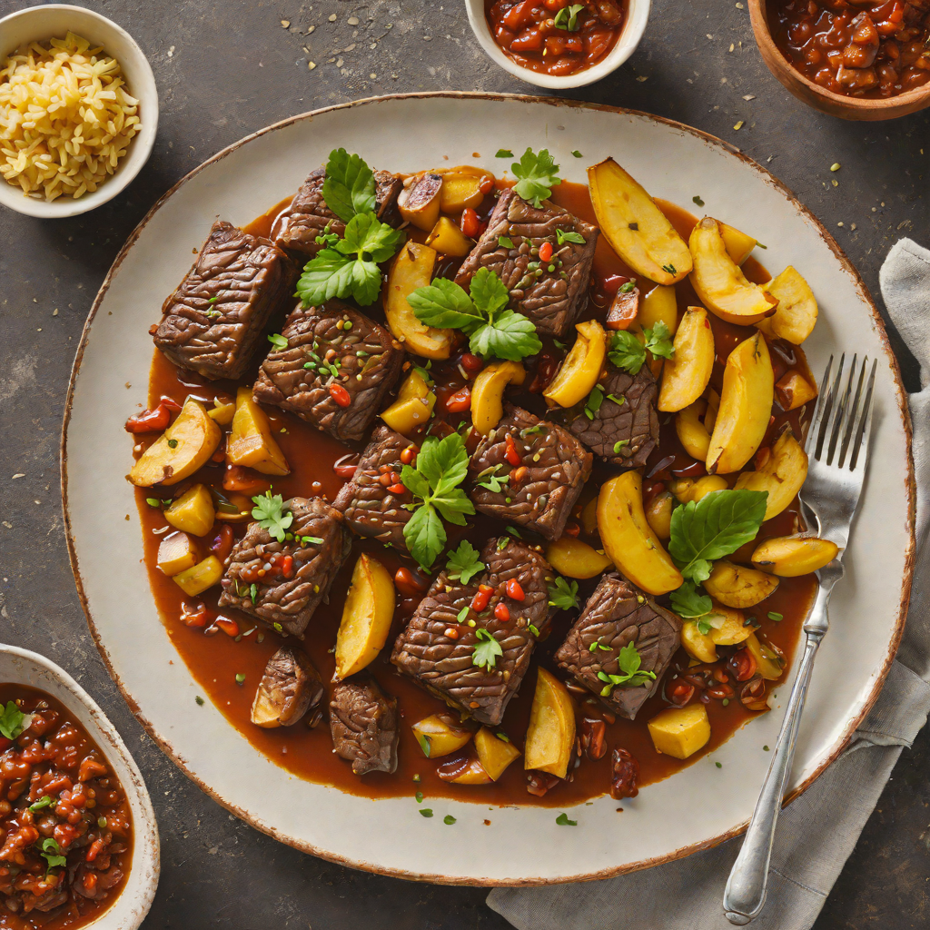 Palm Oil Braised Beef with Sweet Plantains