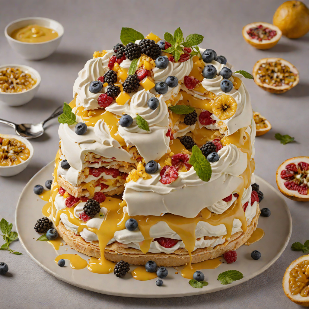 Layered Pavlova with Passionfruit and Whipped Cream