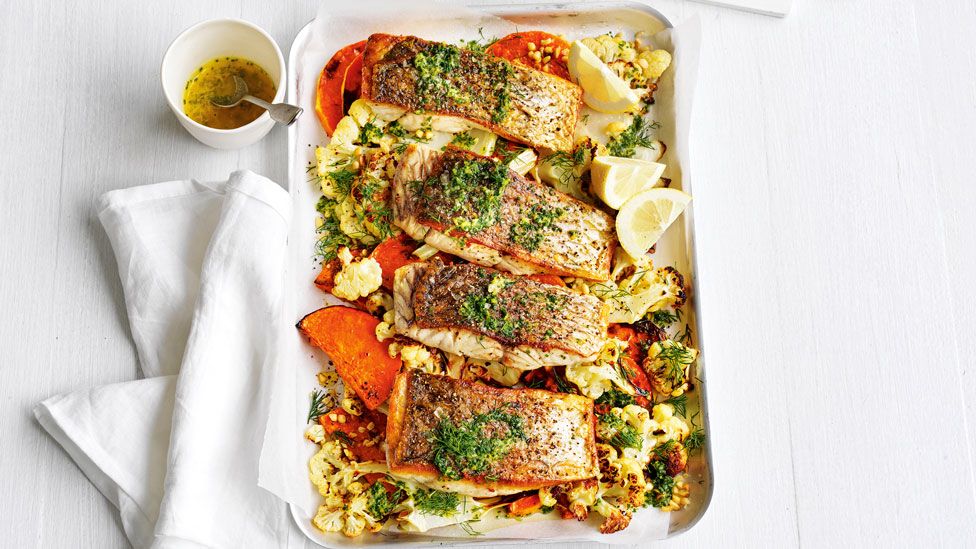 One-Pan Barramundi with Lemon Myrtle and Roasted Vegetables