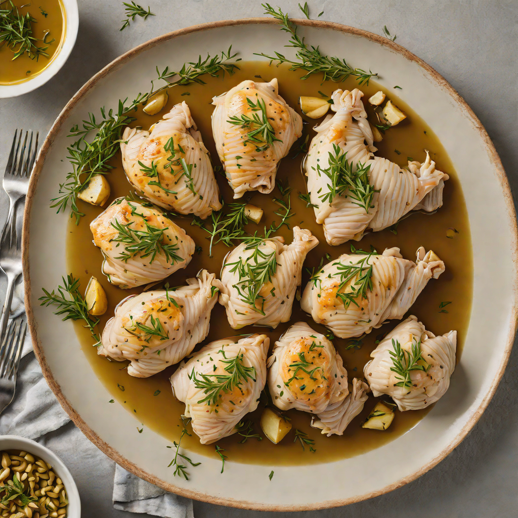 Olive Oil Poached Chicken with Garlic and Thyme