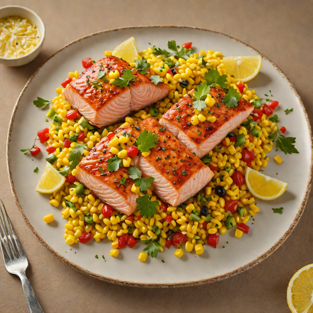 Seared Citrus-Glazed Salmon with Summer Corn Succotash
