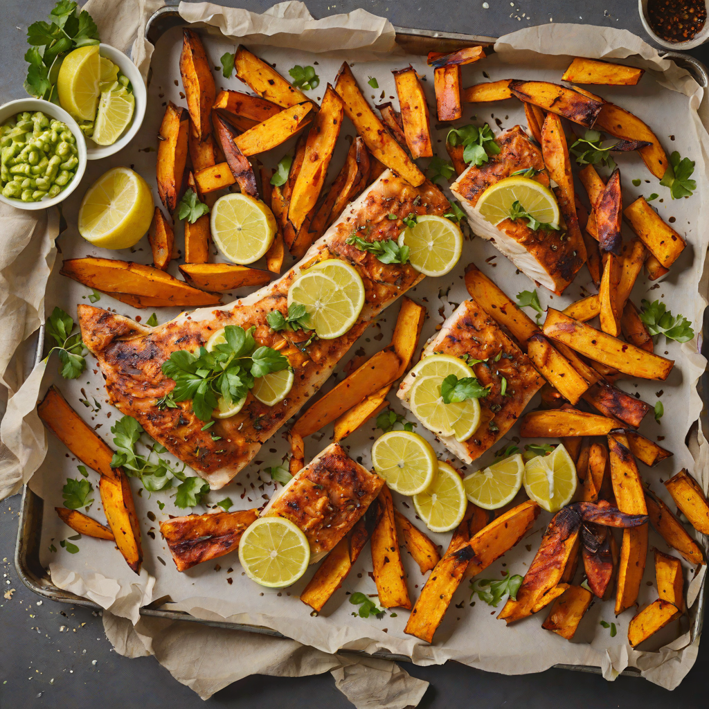 Sheet Pan Cajun-Spiced Catfish with Roasted Sweet Potato Wedges