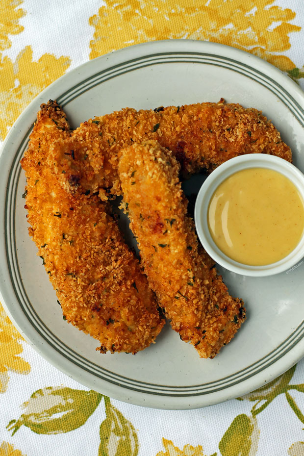 Crispy Honey-Mustard Chicken Tenders with Sweet Potato Fries