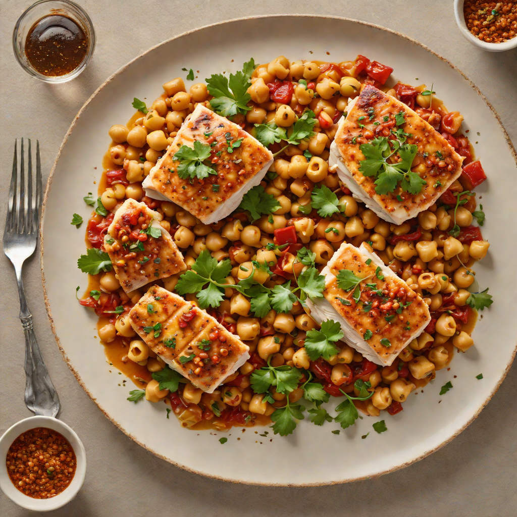 Pan-Seared Chicken with Spicy Harissa and Chickpea Ragout