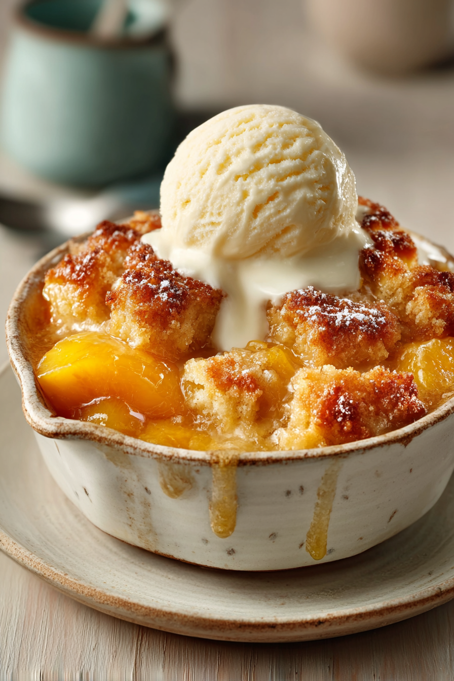 Oven-Baked Peach Cobbler with Cinnamon Butter Crust