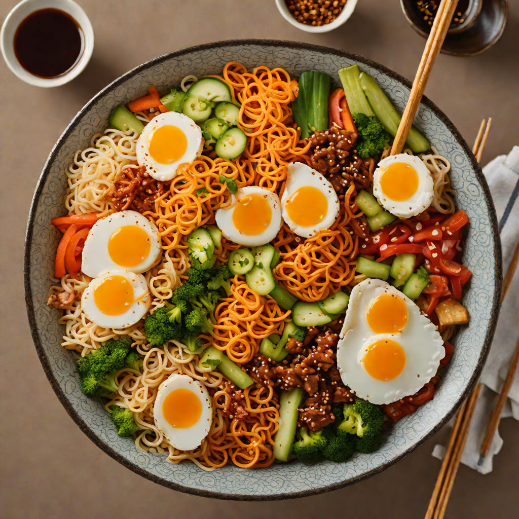 Squid and Vegetable Bibimbap with Spicy Gochujang Sauce