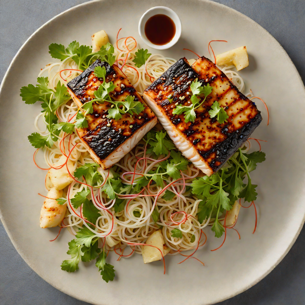 Grilled Miso-Glazed Black Cod with Daikon Radish Salad