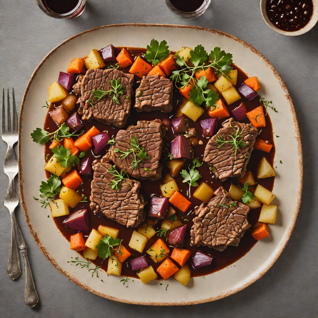 Slow-Cooked Braised Beef with Red Wine and Root Vegetables