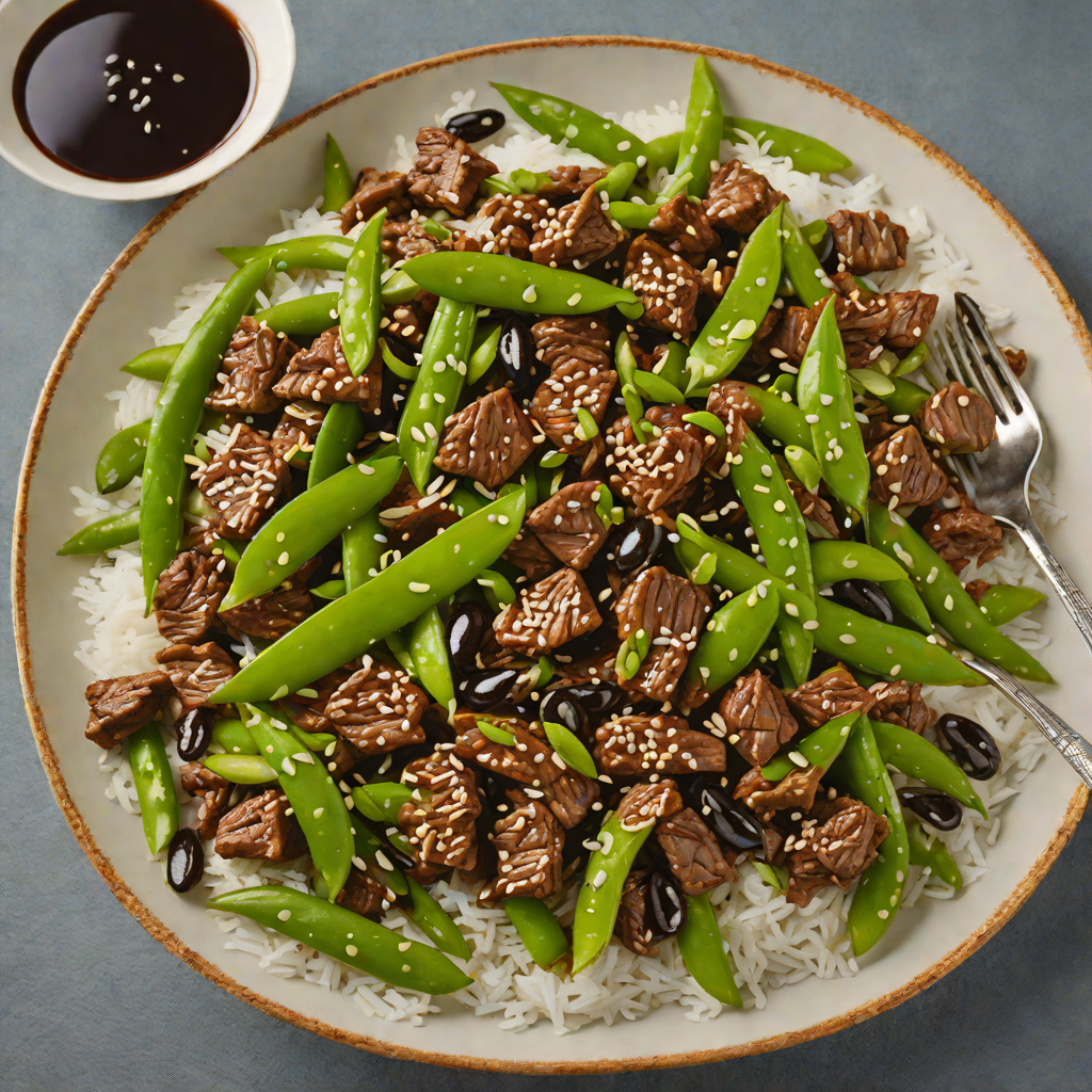 Stir-Fried Beef with Black Bean Garlic Sauce and Snow Peas