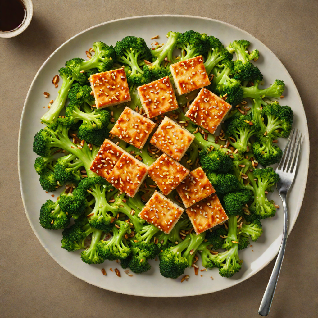 Pan-Seared Tofu with Ginger-Sesame Stir-Fried Broccoli