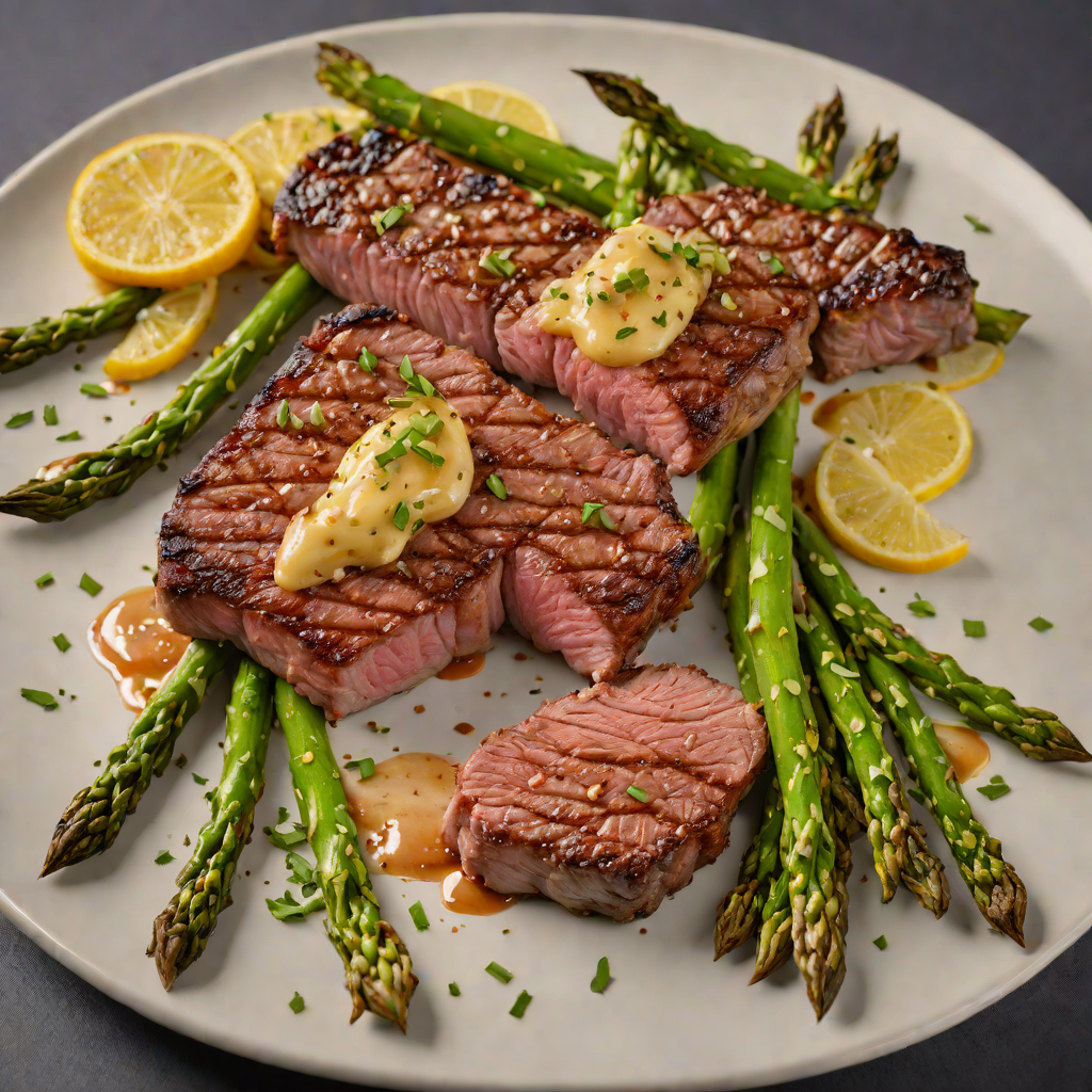 Grilled Omaha Prime New York Strip with Charred Asparagus