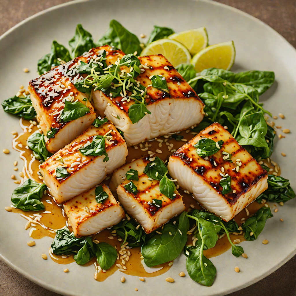 Grilled Miso-Glazed Chilean Sea Bass with Sesame Spinach