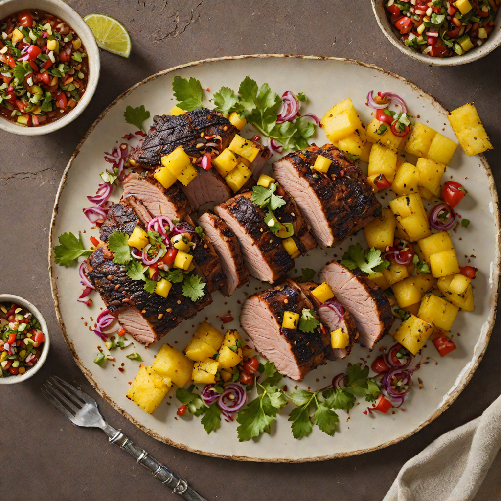 Slow-Roasted Coffee-Rubbed Pork Shoulder with Charred Pineapple Salsa
