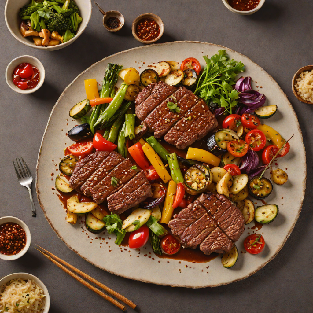 Teppanyaki Ginger-Soy Steak with Grilled Vegetables