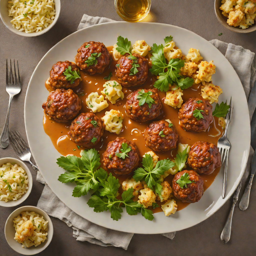 Cheese-Stuffed Pork Meatballs with Roasted Cauliflower