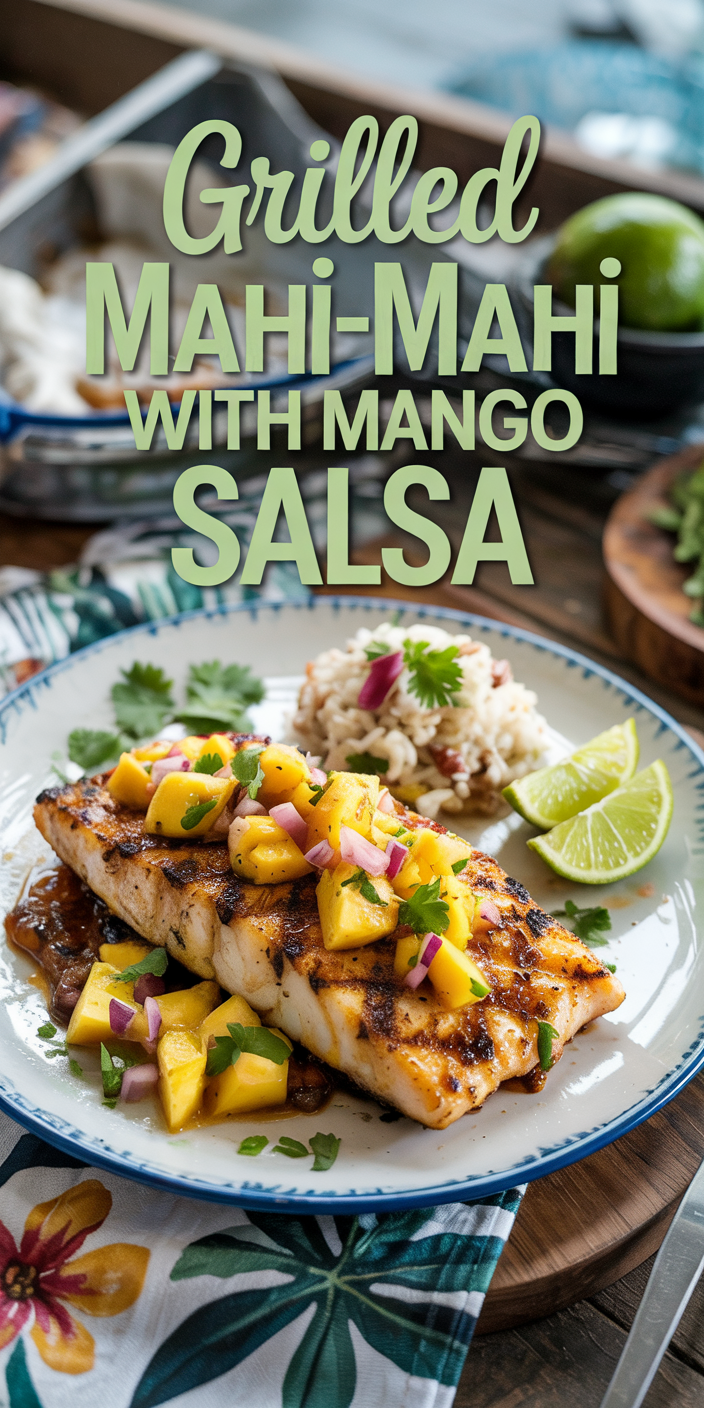 Grilled Mahi-Mahi with Mango Salsa and Cilantro Lime Sauce