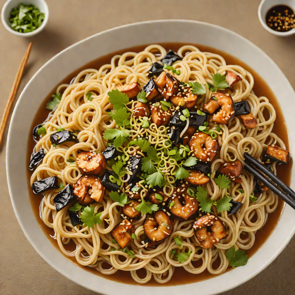 Hand-Pulled Udon Noodles with Miso-Glazed Eggplant