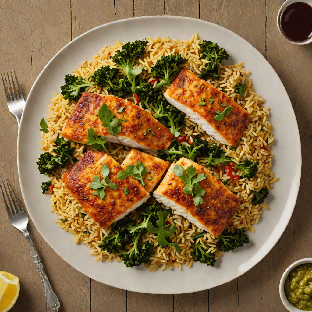 Pan-Seared Catfish with Cajun-Spiced Rice and Sauteed Greens