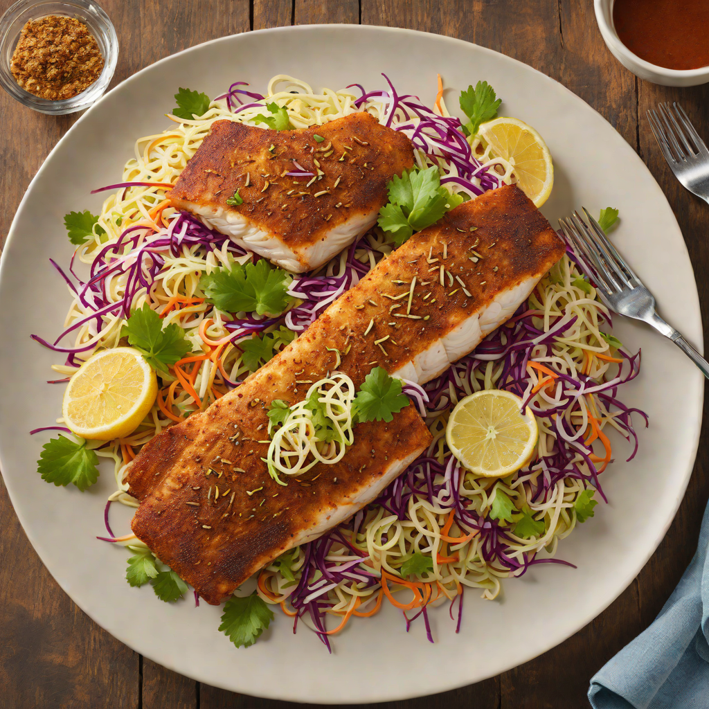 Pan-Seared Catfish with Memphis-Style Dry Rub and Tangy Slaw