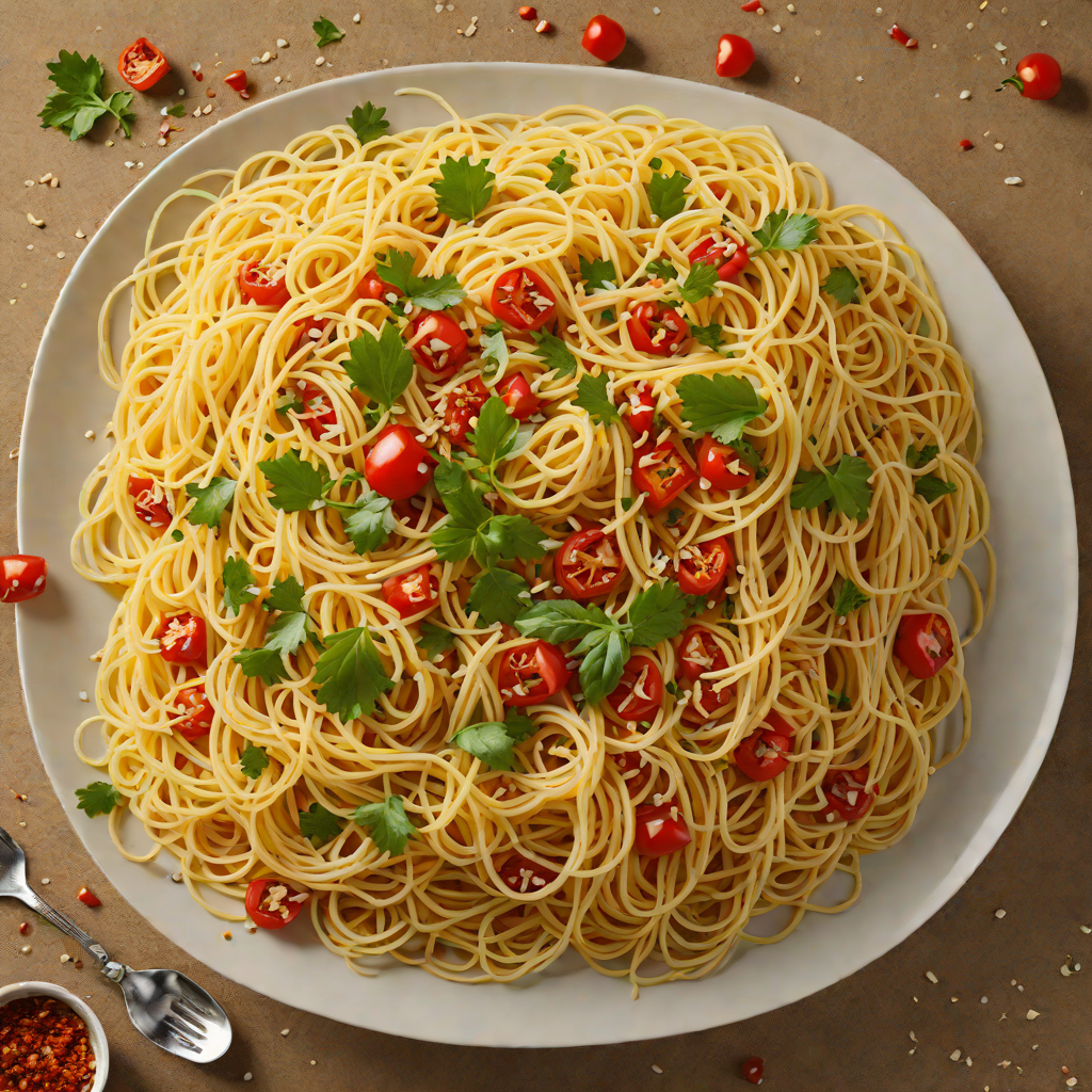 Spaghetti Tossed in Garlic-Infused Olive Oil with Red Pepper Flakes