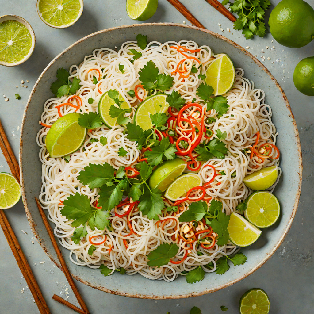 Vietnamese-Inspired Rice Noodle Bowl with Fresh Herbs and Lime Dressing