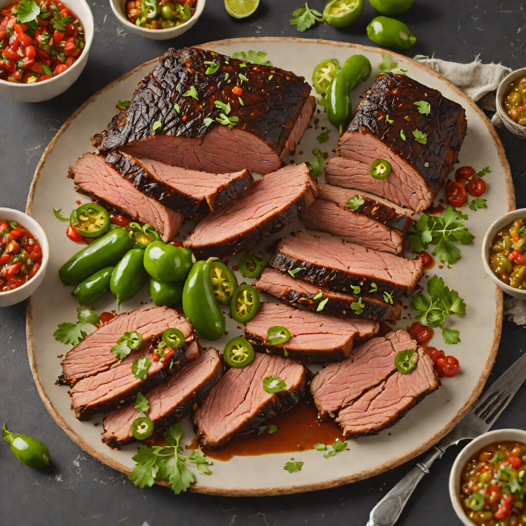 Wood-Fired Smoked Brisket with Charred Jalapeño Salsa
