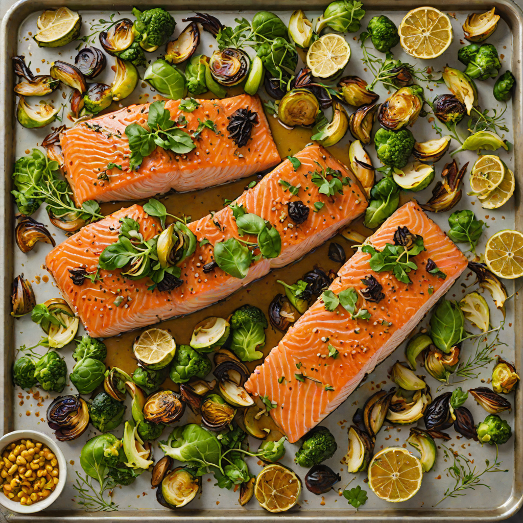Sheet Pan Maple-Dijon Glazed Salmon with Roasted Brussels Sprouts