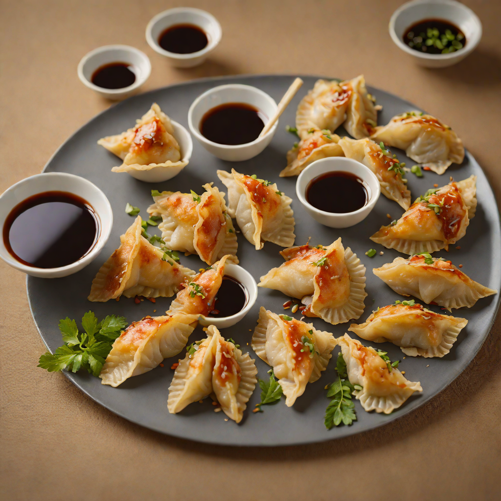 Japanese Pan-Fried Gyoza with Ginger Soy Dipping Sauce