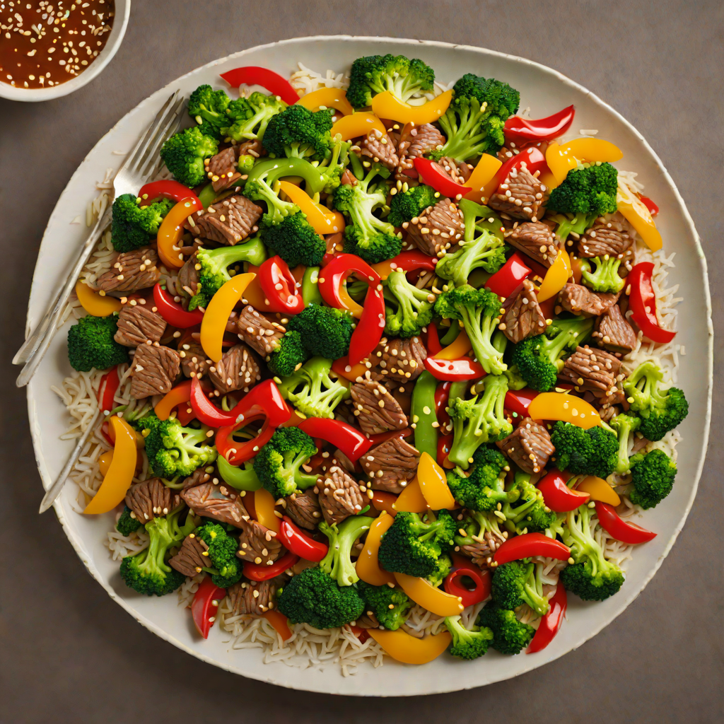 Quick Sesame-Garlic Beef Stir Fry with Broccoli and Bell Peppers