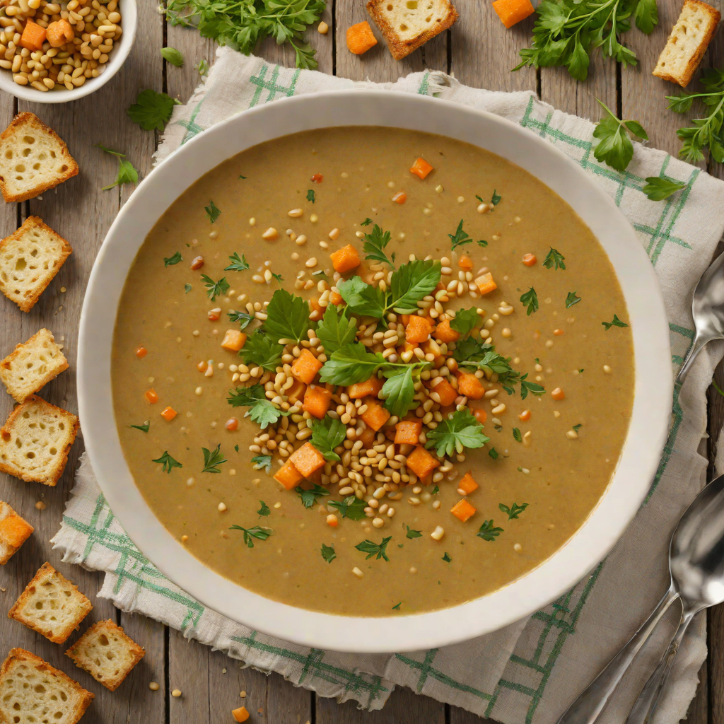 Italian Herb-Infused Lentil Soup with Parmesan Croutons