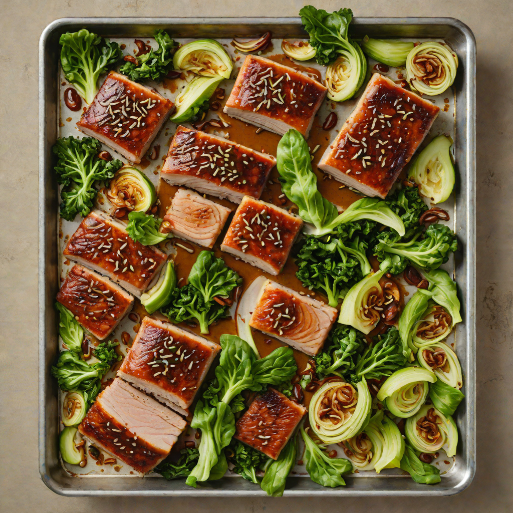 Sheet Pan Five-Spice Pork Belly with Roasted Baby Bok Choy