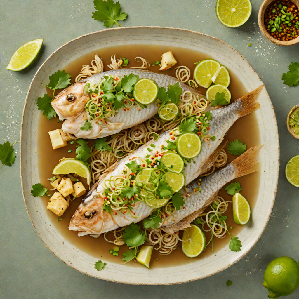 Steamed Ginger-Scallion Fish with Soy-Lime Dressing