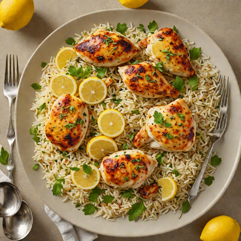 Slow-Cooked Lemon-Oregano Chicken with Rice Pilaf