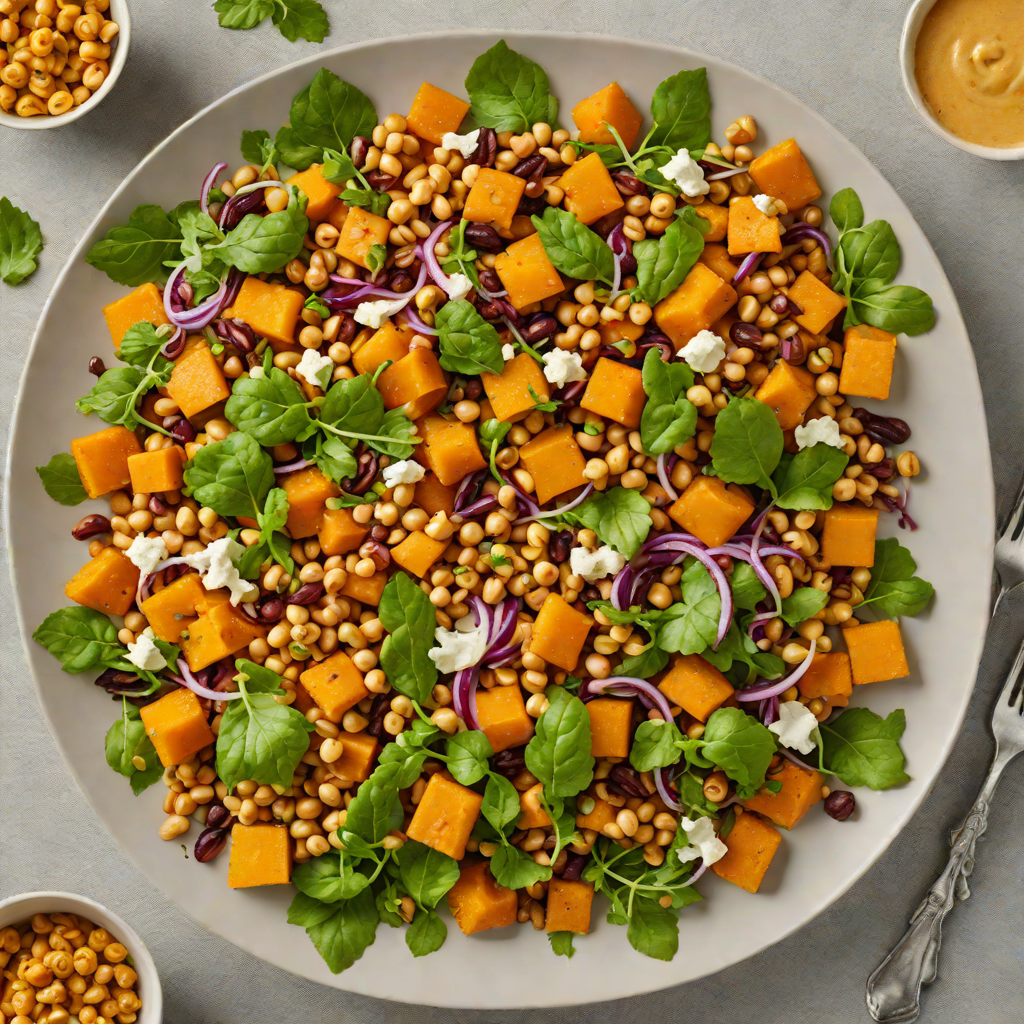 Roasted Pumpkin and Chickpea Salad with Macadamia Dressing