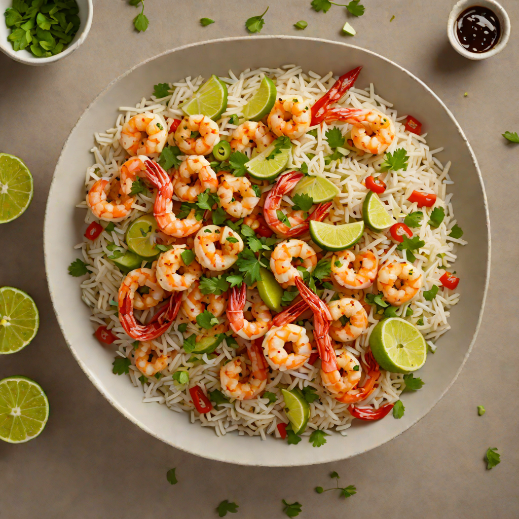 Sautéed Shrimp and Garlic Rice Bowl with Chili-Lime Drizzle