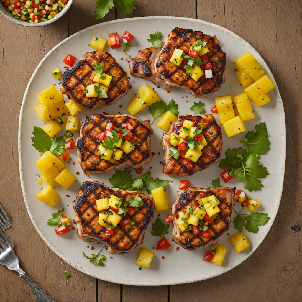 Charcoal-Grilled Spicy Pork Chops with Pineapple Salsa