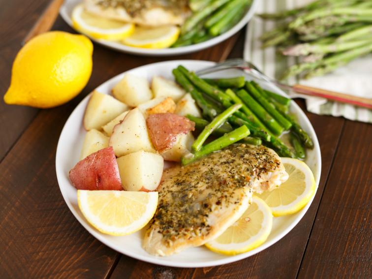 Lemon-Herb Chicken with Roasted Potatoes and Asparagus
