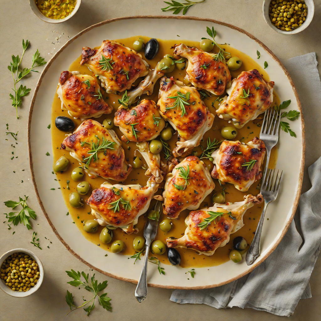 Pan-Roasted Chicken Thighs with Saffron and Green Olives