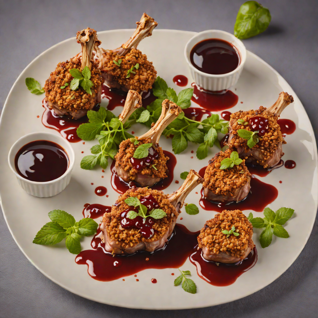 Macadamia-Crusted Lamb Chops with Mint and Davidson’s Plum Reduction