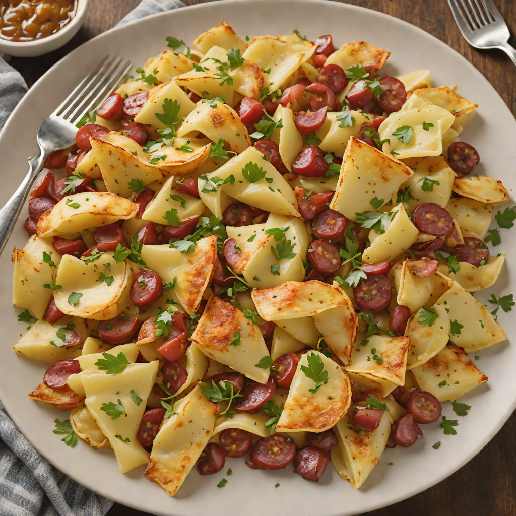 Pan-Fried Perogie Hash with Caramelized Onions and Kielbasa